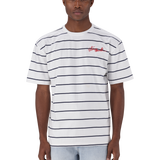 ZEE WHITE NAVY STRIPE CREW NECK T-SHIRT