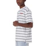 ZEE WHITE NAVY STRIPE CREW NECK T-SHIRT