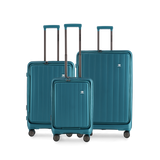 MANHATTAN JET SET TEAL BLUE LUGGAGE SET OF 3 TRAVEL CASES