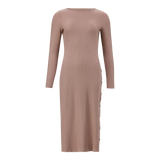 RINA WARM TAUPE TUNIC MIDI DRESS