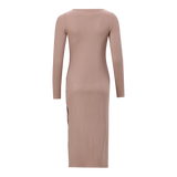 RINA WARM TAUPE TUNIC MIDI DRESS
