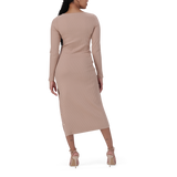RINA WARM TAUPE TUNIC MIDI DRESS
