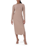 RINA WARM TAUPE TUNIC MIDI DRESS