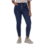 ZOE CONTOUR CURVY DARK WASH SKINNY WITH BUTTON FLY