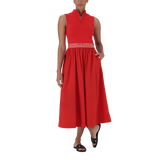 FARAH RED FIT & FLARE QUARTER ZIP DRESS