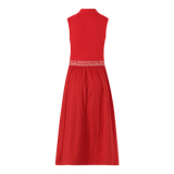 FARAH RED FIT & FLARE QUARTER ZIP DRESS