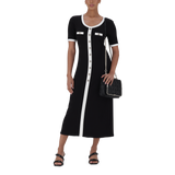 CLAUDIA BLACK MIDI DRESS WITH POPPERS