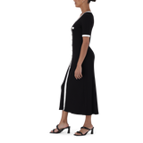 CLAUDIA BLACK MIDI DRESS WITH POPPERS