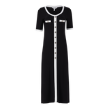 CLAUDIA BLACK MIDI DRESS WITH POPPERS