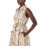 SOLANGE CREAM FIT & FLARE SHIRT DRESS