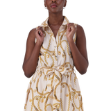 SOLANGE CREAM FIT & FLARE SHIRT DRESS