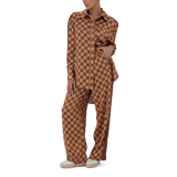 AZARA MOCHA MONOGRAM WIDE LEG PANT