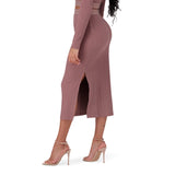 KARSYN DARK TAUPE BODYCON MIDI SKIRT