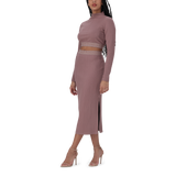 KARSYN DARK TAUPE BODYCON MIDI SKIRT