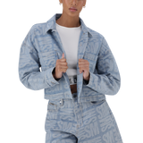 JAYDA LIGHT BLUE JACQUARD DENIM SHACKET