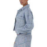 JAYDA LIGHT BLUE JACQUARD DENIM SHACKET