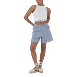 JULIA LIGHT BLUE JACQUARD BERMUDA DENIM SHORTS