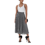 PAIGE BLACK/WHITE PLEATED MIDI SKIRT