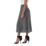 PAIGE BLACK/WHITE PLEATED MIDI SKIRT