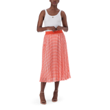 PAIGE TANGERINE PLEATED MIDI SKIRT