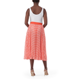 PAIGE TANGERINE PLEATED MIDI SKIRT