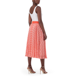 PAIGE TANGERINE PLEATED MIDI SKIRT
