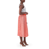 PAIGE TANGERINE PLEATED MIDI SKIRT