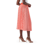 PAIGE TANGERINE PLEATED MIDI SKIRT
