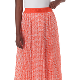PAIGE TANGERINE PLEATED MIDI SKIRT