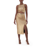 PARIS GOLD METALLIC CROSS OVER CROPPED TOP