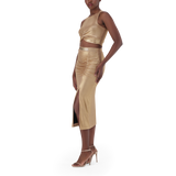 PARIS GOLD METALLIC CROSS OVER CROPPED TOP