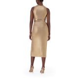 PARIS GOLD METALLIC CROSS OVER CROPPED TOP