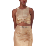 PARIS GOLD METALLIC CROSS OVER CROPPED TOP