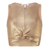 PARIS GOLD METALLIC CROSS OVER CROPPED TOP