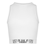 BRIA WHITE HIGH NECK FITTED TOP