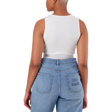 BRIA WHITE HIGH NECK FITTED TOP