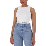 BRIA WHITE HIGH NECK FITTED TOP
