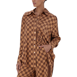 MALIYAH MOCHA MONOGRAM SHIRT