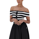 SALEM BLACK WHITE STRIPE CROPPED TOP