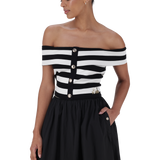 SALEM BLACK WHITE STRIPE CROPPED TOP