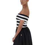 SALEM BLACK WHITE STRIPE CROPPED TOP