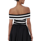 SALEM BLACK WHITE STRIPE CROPPED TOP