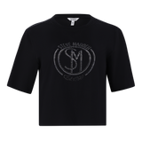 BRIANNA BLACK BOXY SPARKLE LOGO T-SHIRT