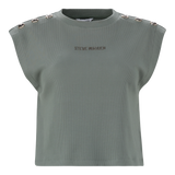 BRYNN FATIGUE CROPPED TOP WITH POPPERS