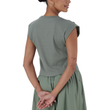 BRYNN FATIGUE CROPPED TOP WITH POPPERS