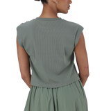 BRYNN FATIGUE CROPPED TOP WITH POPPERS