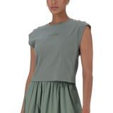 BRYNN FATIGUE CROPPED TOP WITH POPPERS