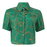 ZURI GREEN CROPPED SHORT SLEEVE SHIRT