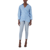 RIRI WHITE BLUE OVERSIZED WRAP SHIRT WITH TIE