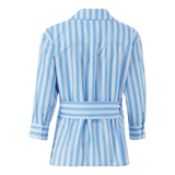 RIRI WHITE BLUE OVERSIZED WRAP SHIRT WITH TIE